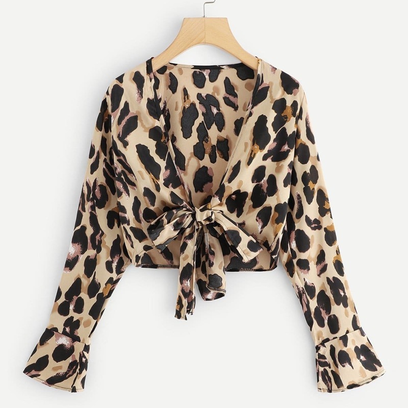 

Knot Front Leopard Blouse, Multicolor