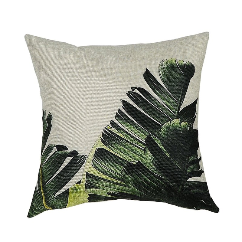 

Leaf Print Cushion Cover, Dark green