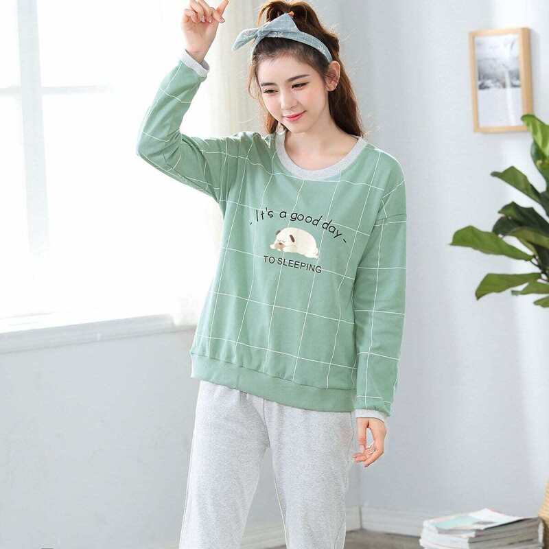

Dog & Letter Print Plaid Pajama Set, Multicolor
