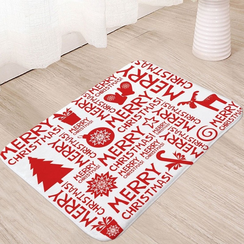 

Christmas Slogan Print Floor Mat, Red