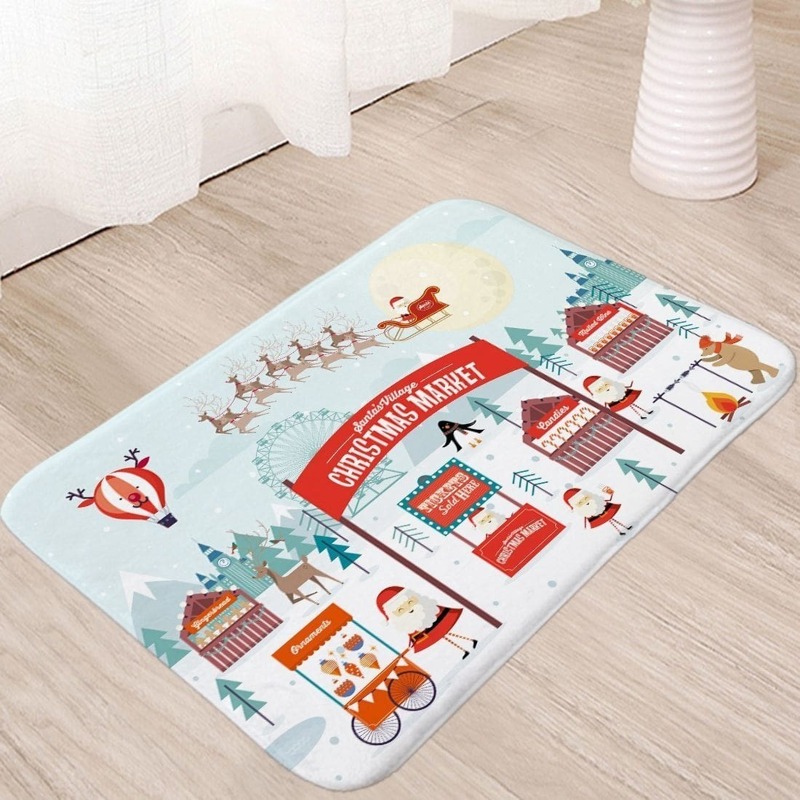

Christmas Santa Claus Print Floor Mat, Multicolor