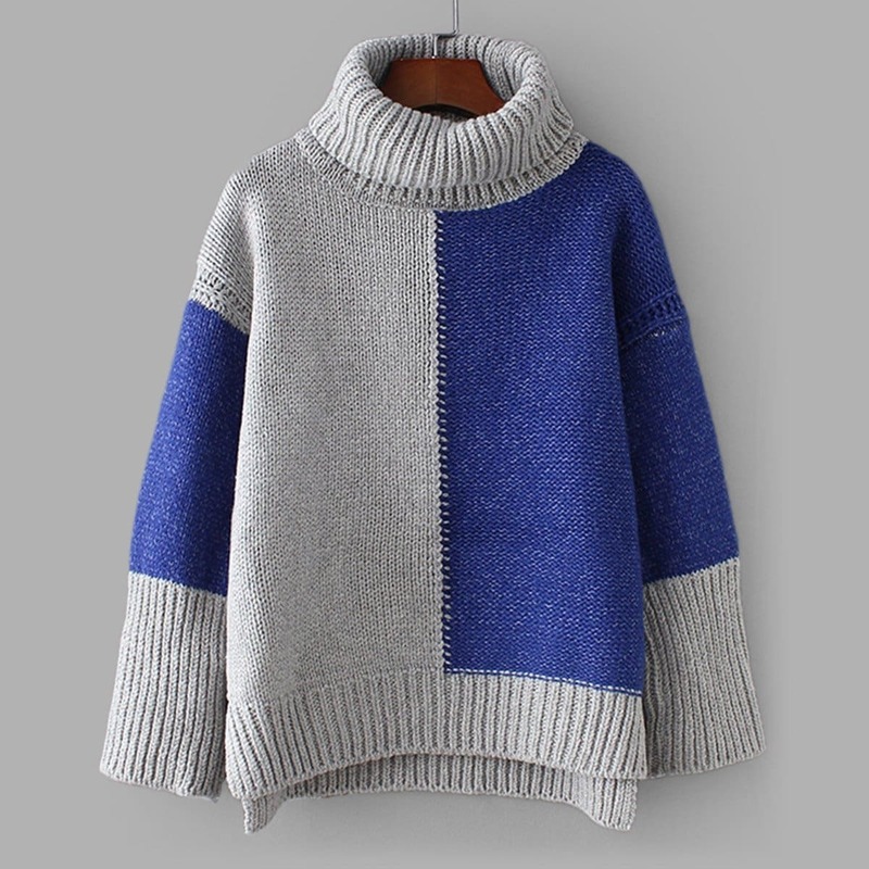

Colorblock Drop Shoulder High Low Sweater, Multicolor
