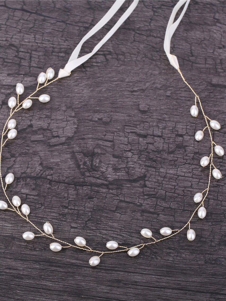 Faux Pearl Decorated Hairwrap Elegant Wedding Head Dress Green Grass Valentine's Day Accessories
