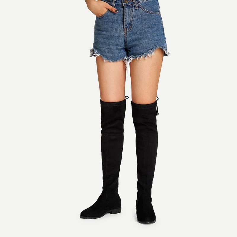 

Over The Knee Plain Boots, Black