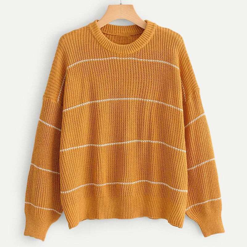 

Rib Hem Striped Sweater, Yellow