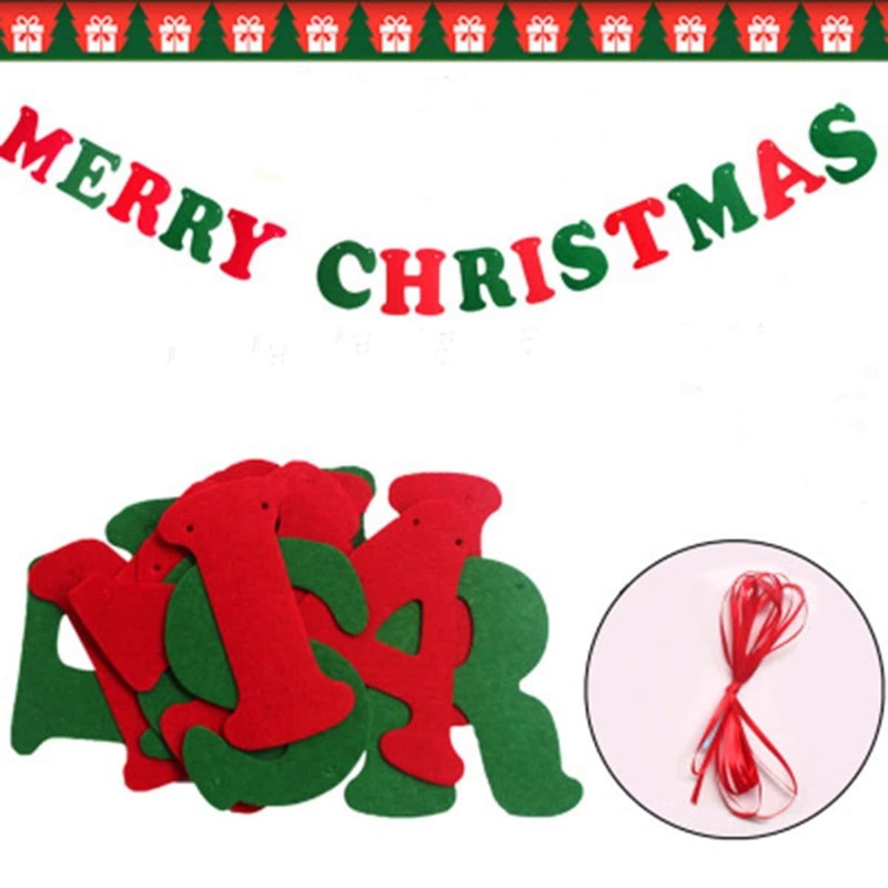 

Christmas Letter Pull Flag 14pcs With String, Multicolor