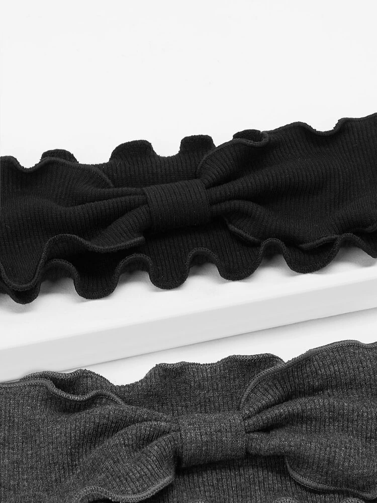 Lettuce Trim Headband 2pcs Casual Valentine's Day Valentines, Hair Accessories, Turban Headband, Hairband Fall Winter Hair Band Bows For Vacation Outfits Woman Elegant Scarf Women Bandana Soft Headwrap Valentines Gift Summer Outfits,Festival,Party