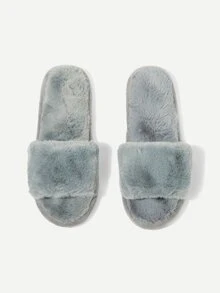 Flat Slippers - Grey - View 2