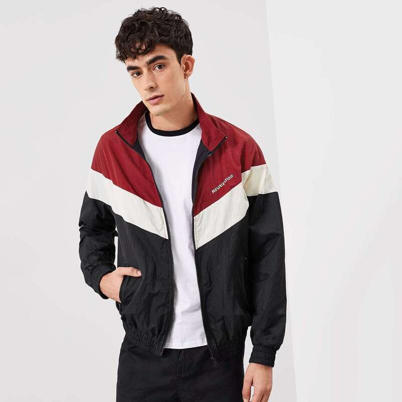 

Guys Zip Up Color Block Windbreaker Jacket, Multicolor