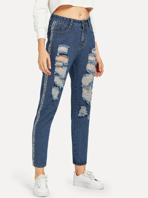 jeans ribbon side