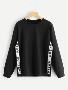 Letter Print Taped Sweatshirt