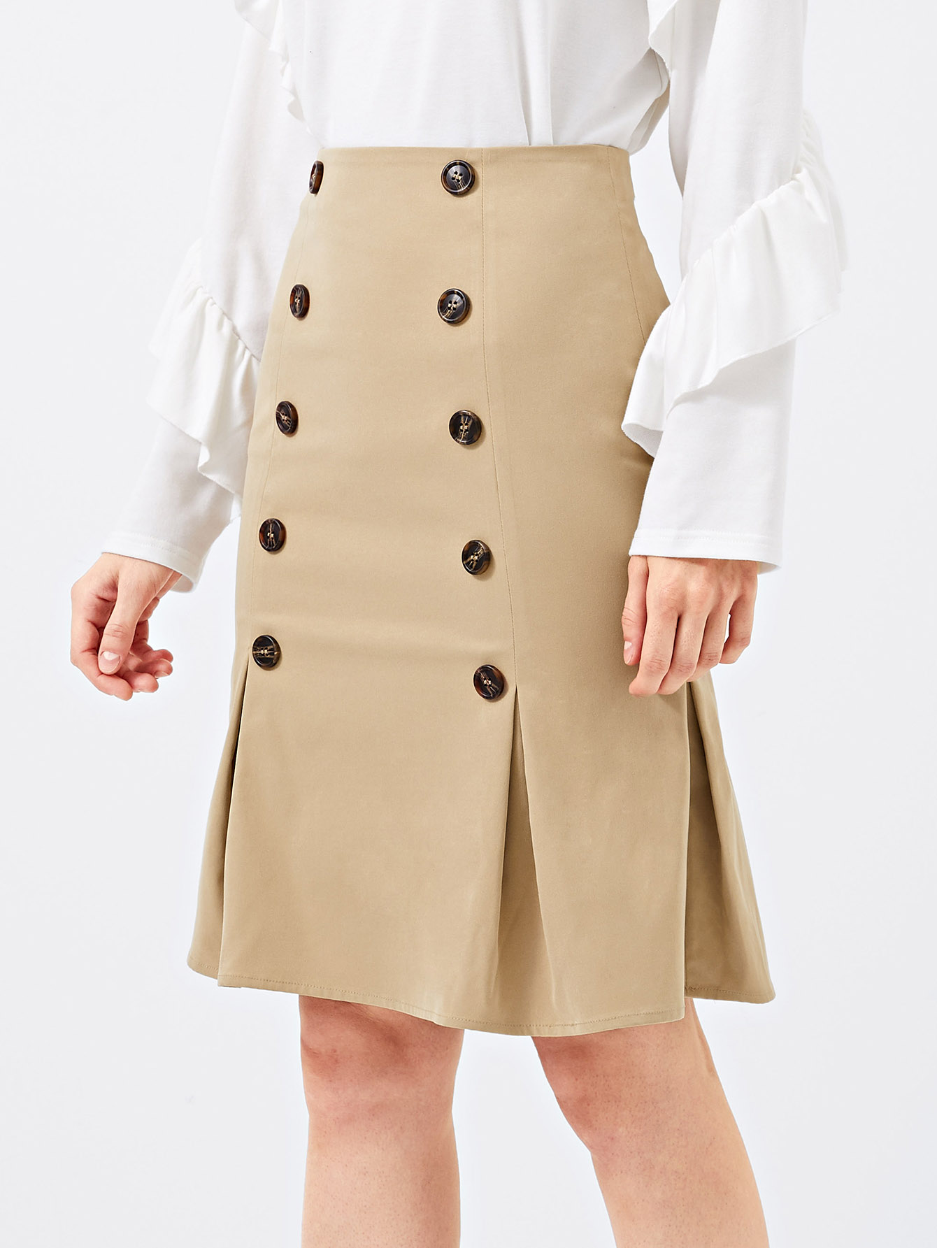 cheap double breasted pleated skirt for sale australia | shein