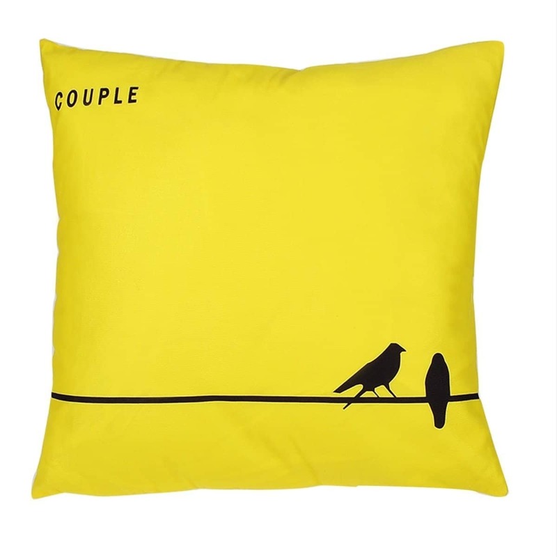 

Couple Bird Print Cushion Cover, Yellow