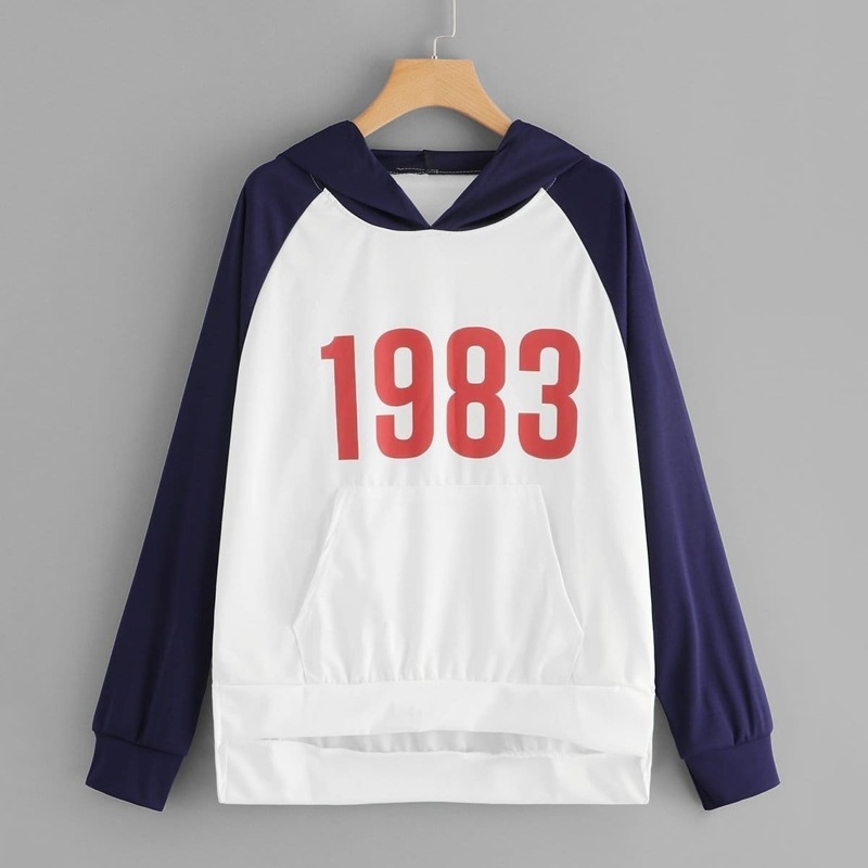 

Letter Print Colorblock Sweatshirt, Multicolor