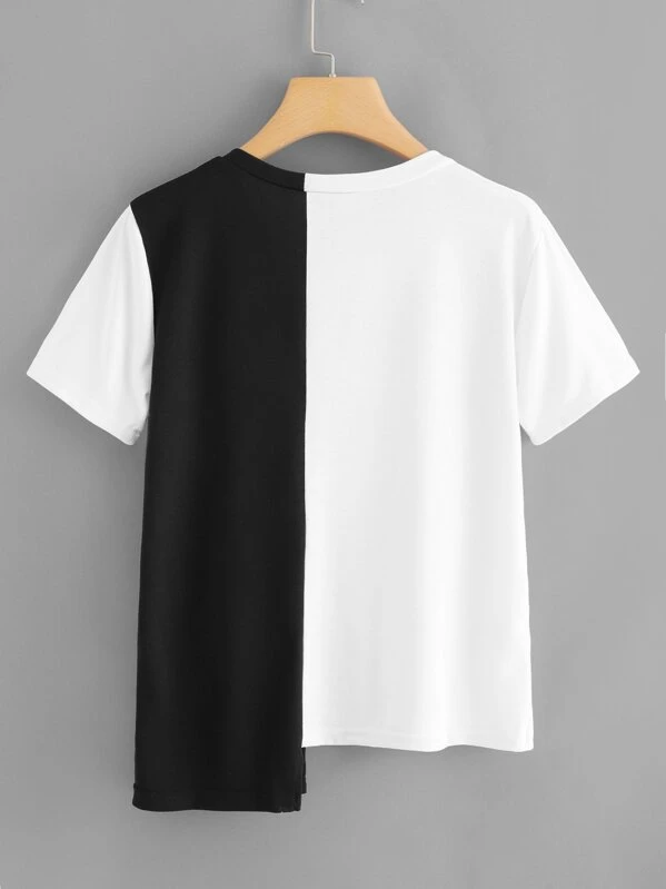 Camiseta bajo asimétrico con diseño de fleco grande | ROMWE Camiseta bajo asimétrico con diseño de fleco | Camisetas