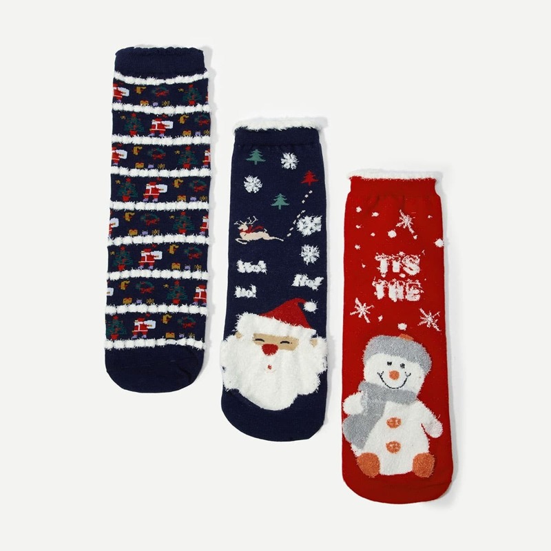 

Christmas Snowman Pattern Socks 3pairs, Multicolor