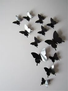 12 pièces Stickers muraux de miroir 3D en forme de papillon, Décalcomanies murales de papillons amovibles DIY Décoration murale Fête Mariage Décoration pour la maison, Stickers, Décalcomanie murale, Décalcomanie en vinyle pour la décoration de la maison, Articles de décoration de printemps pour rafraîchir votre maison, Stickers de décoration de cadre