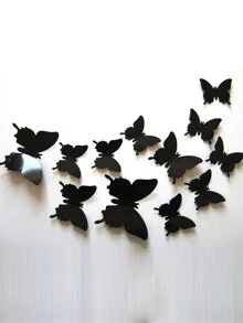 12 pièces Stickers muraux de miroir 3D en forme de papillon, Décalcomanies murales de papillons amovibles DIY Décoration murale Fête Mariage Décoration pour la maison, Stickers, Décalcomanie murale, Décalcomanie en vinyle pour la décoration de la maison, Articles de décoration de printemps pour rafraîchir votre maison, Stickers de décoration de cadre