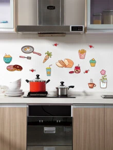 ملصق جداري بطباعة الطعام، ملصق فني جداري لاصق ذاتي للمطبخ، ملصقات، ملصق جداري، ملصق فينيل لديكور المنزل، عناصر ديكور الربيع لتحديث منزلك، ملصقات ديكور الاحتفالات هدايا لعيد الميلاد والتخرج وديكور المطبخ