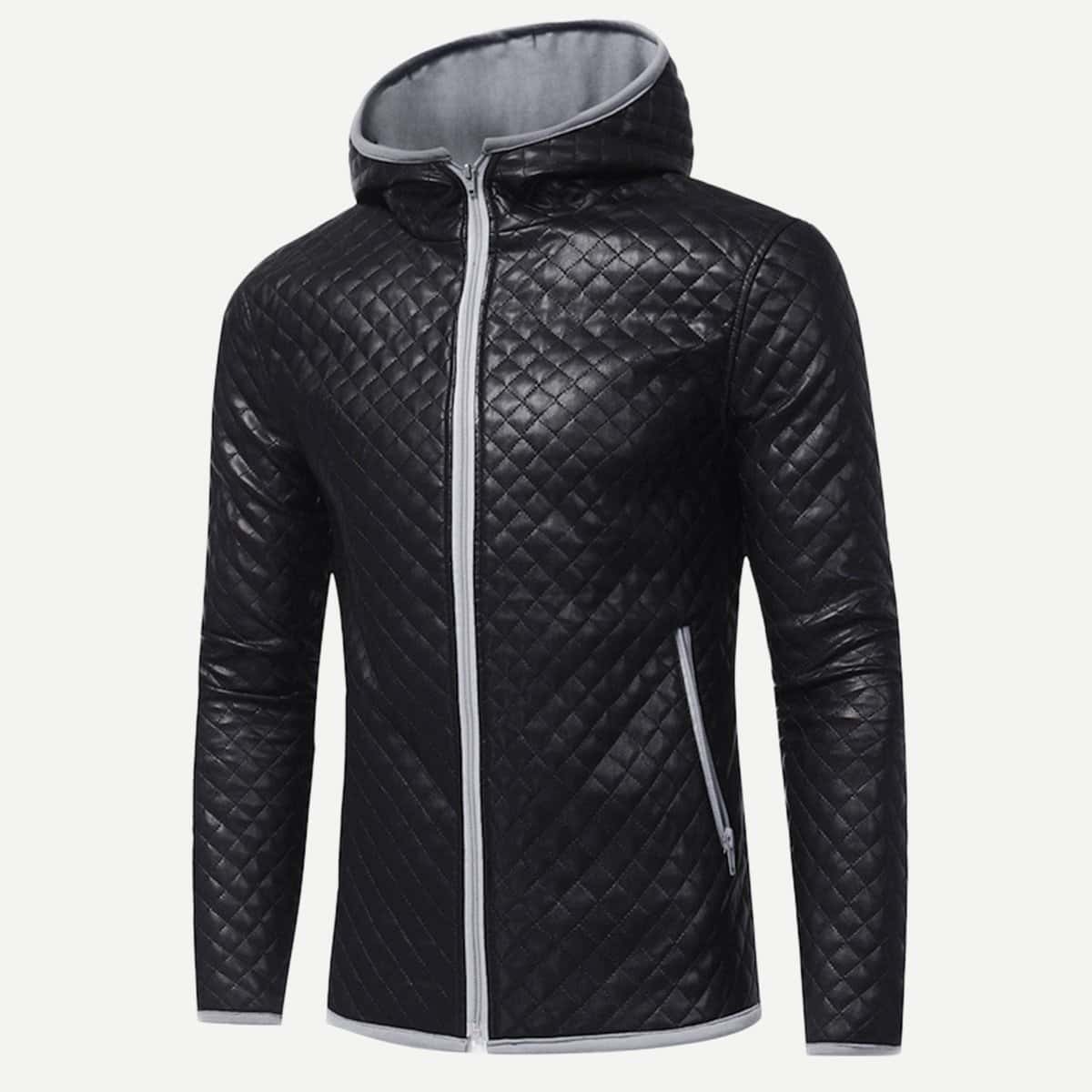 

Guys Quilted PU Jacket, Black
