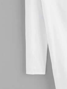Áo sơ mi màu trơn trắng Casual - trắng - Xem 3