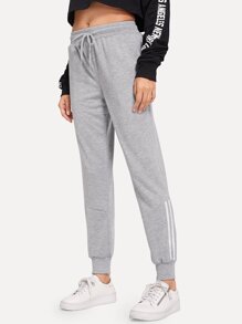 Solid Drawstring Waist Pants