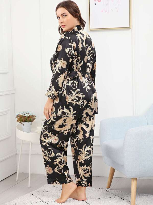 taille M Robe de chambre japonaise blanche pour femme et dragon dor/é