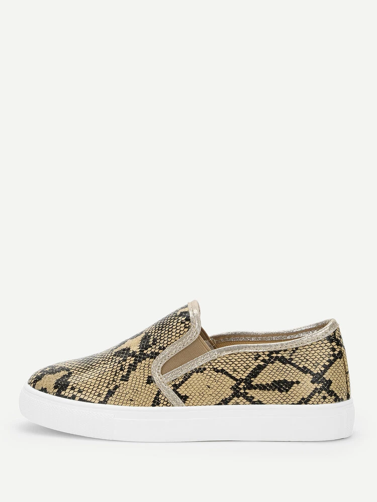 snakeskin slip on sneakers
