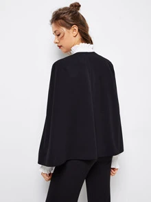 SHEIN Privé Cloak Sleeve Open Front Blazer - Black - View 2