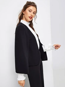 SHEIN Privé Cloak Sleeve Open Front Blazer - Black - View 4