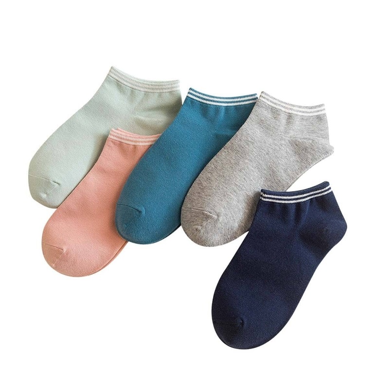 

Striped Hem Ankle Socks 5pairs, Multicolor