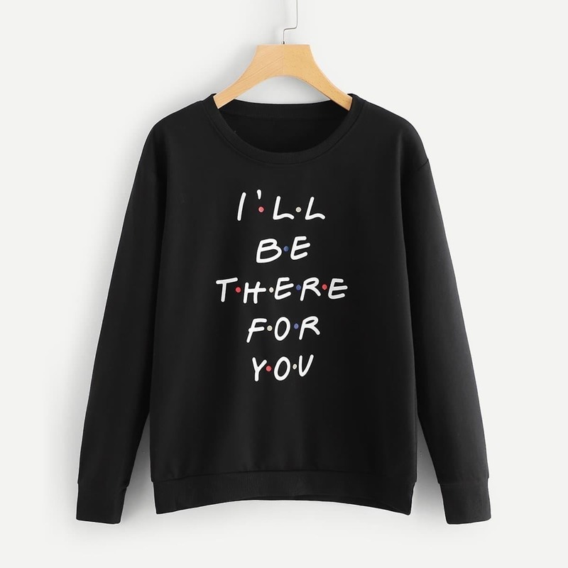 

Letter Print Sweatshirt, Black