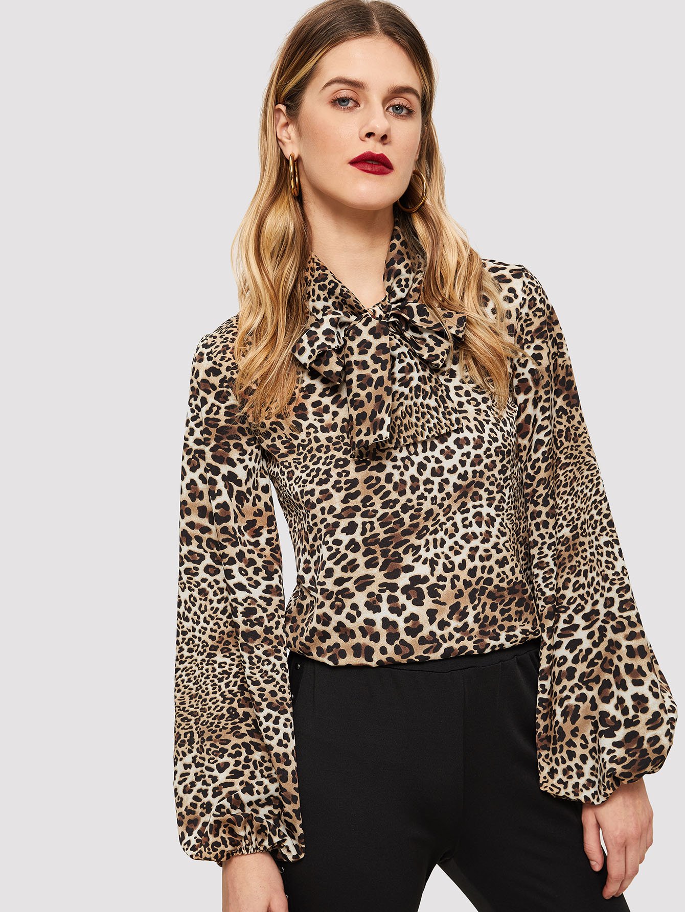 W Blusa De Mujer Con Estampado De Leopardo Con Costuras Suel W Blusa De Mujer Con Estampado De Leopardo Con Costuras Suel