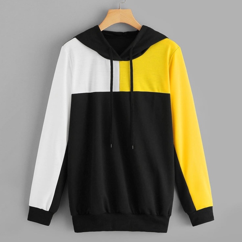 

Colorblock Drawstring Hoodie, Multicolor