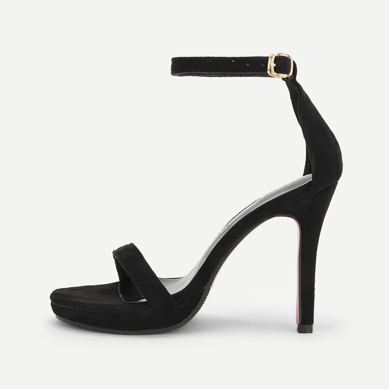 

Open Toe Ankle Strap Pumps, Black