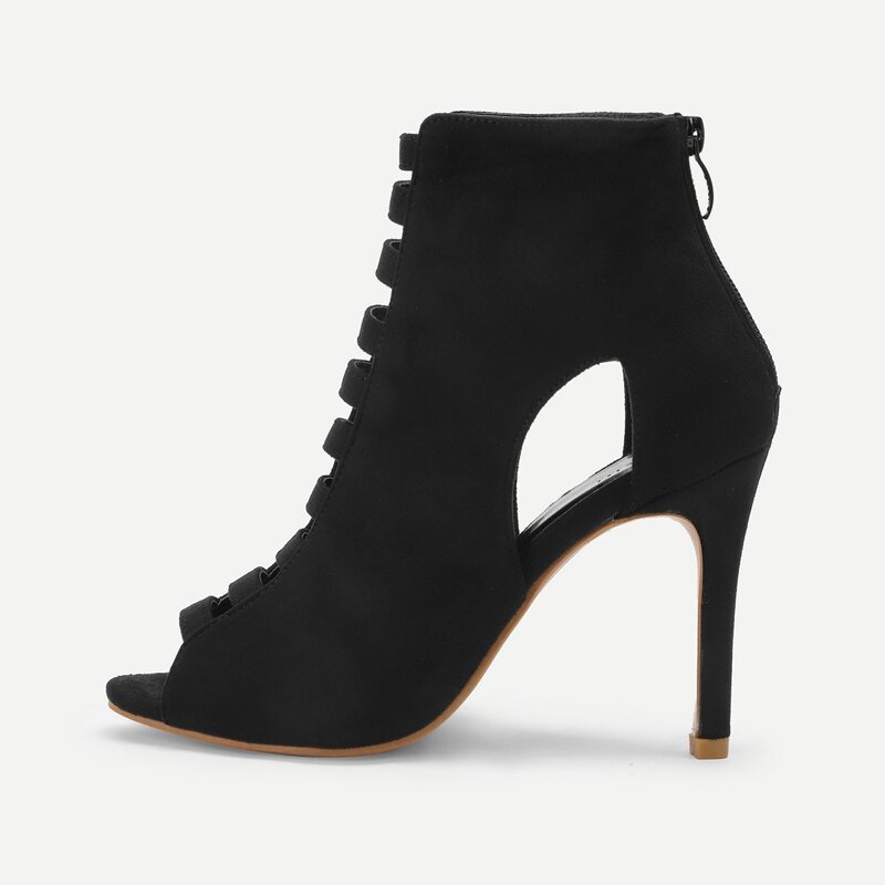

Peep Toe Cut-out Stiletto Heels, Black