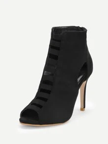 Peep Toe Cut-Out Stiletto Heels Back To School Shoes College Student Shoes Spring Shoes Spring Break Easter For Christmas - Black - View 3