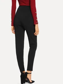 SHEIN Essnce Pantalones lisos ajustados - Negro - Ver 2
