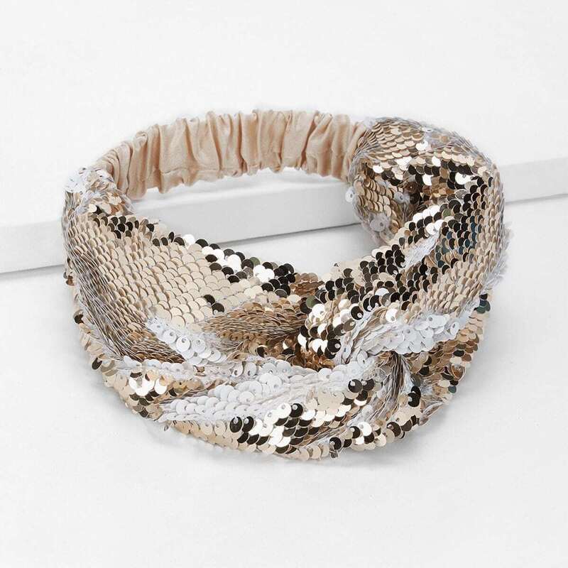 

Twist Sequin Headband, Khaki