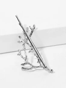 Branches Decorated Hair Clip - Silver - View 3
