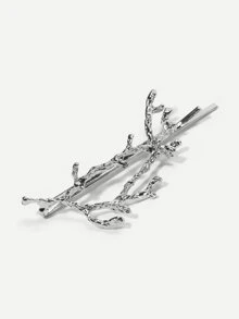 Branches Decorated Hair Clip - Silver - View 2