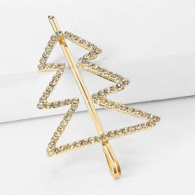 

Christmas New Year Rhinestone Hair Clip, Gold