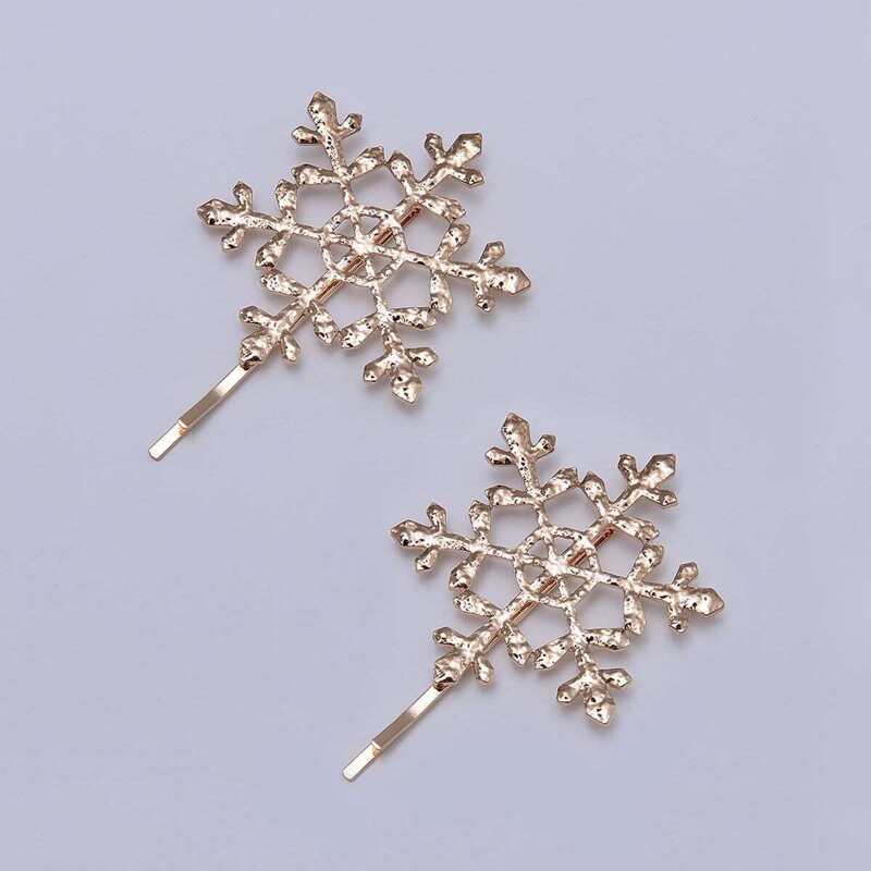

Snowflakes Decorated Hair Clip 2pcs, Gold