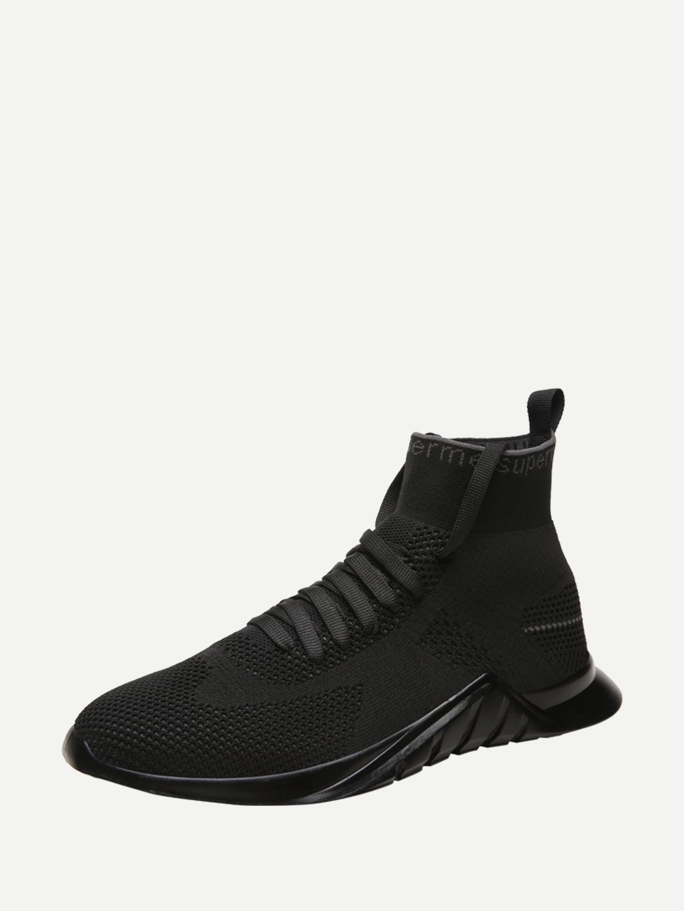 Men Lace Up Fly Knit Trainers
