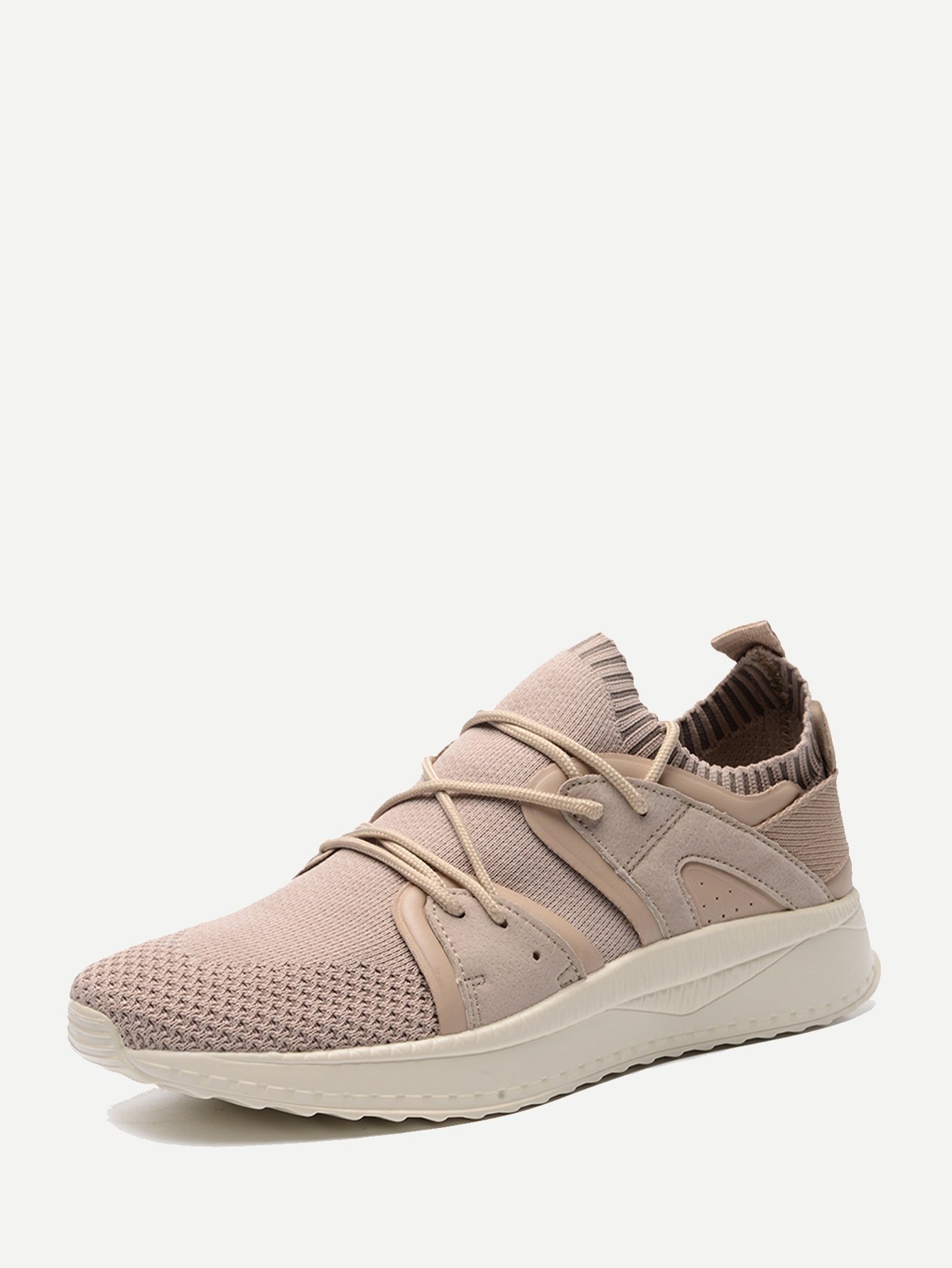 Men Lace Up Fly Knit Trainers