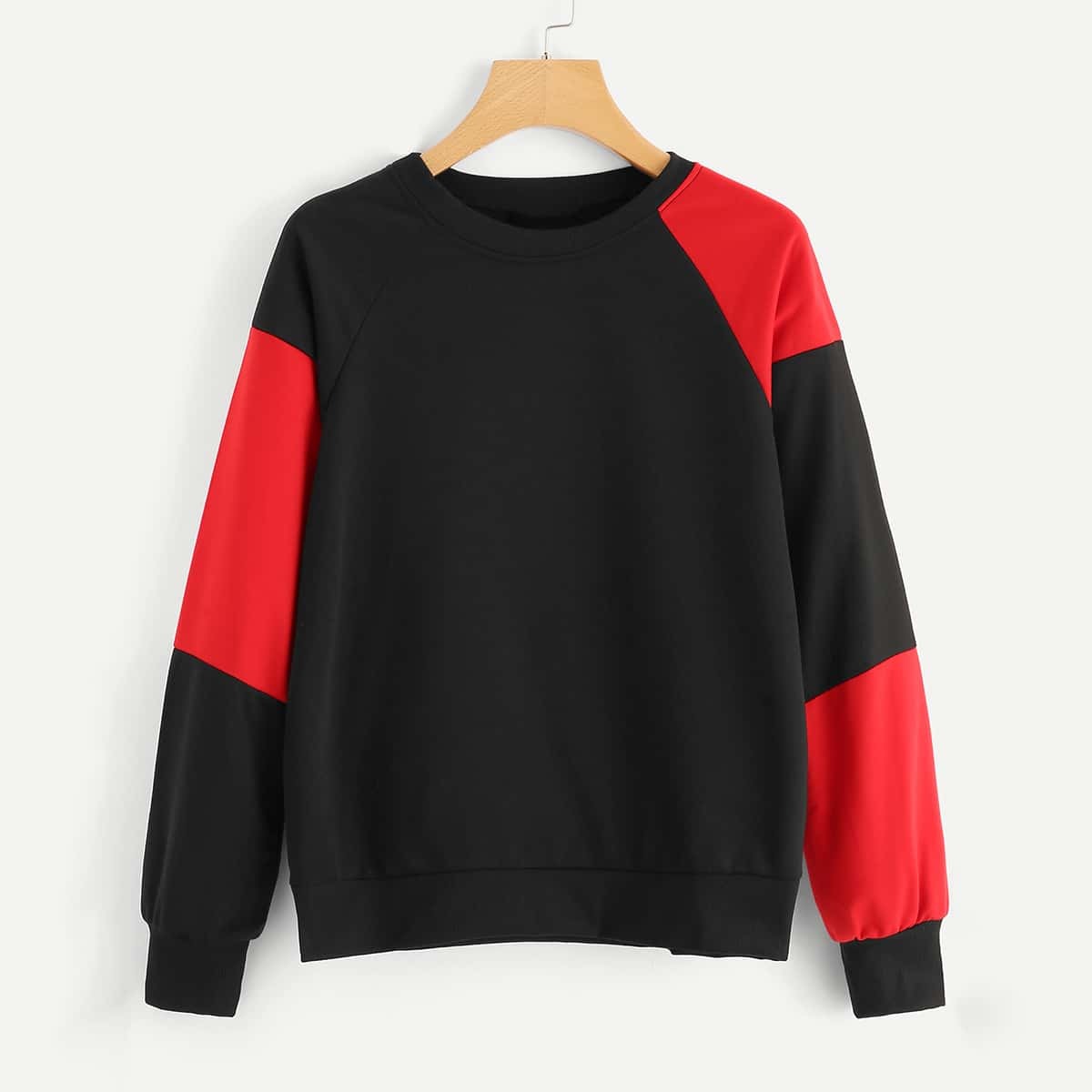 

Color Block Tunic Pullover, Black