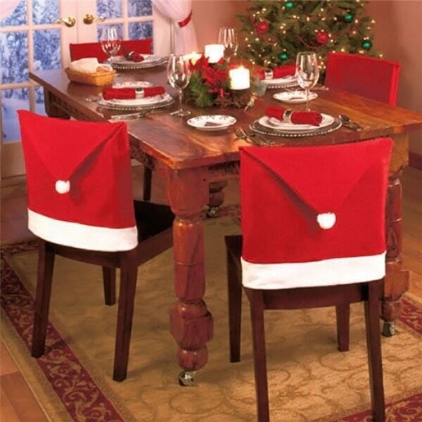 

Christmas Hat Chair Back Cover 1pc, Red