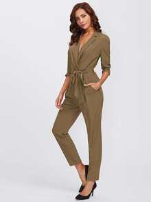 Wrap And Tie Detail Tailored Jumpsuit