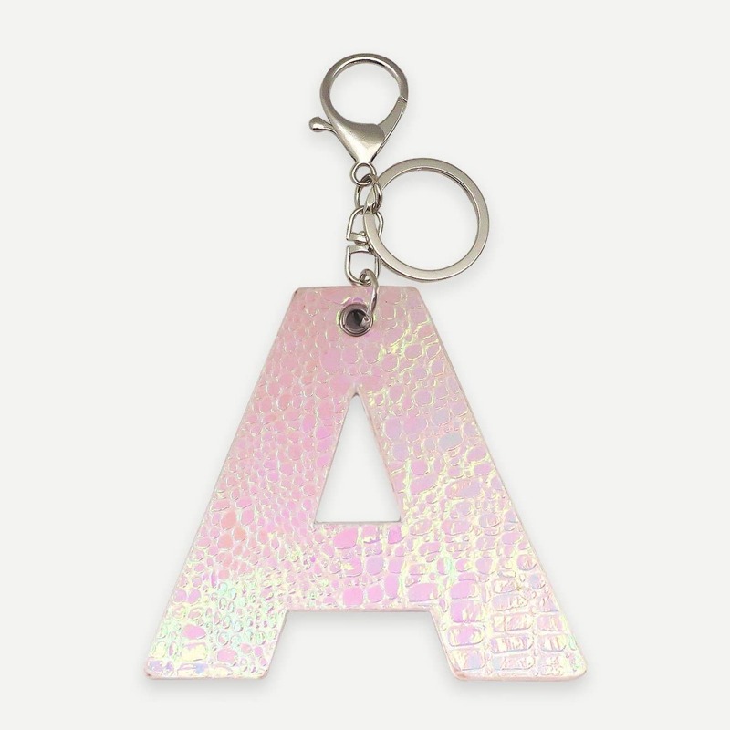 

Letter Pendant Keychain, Pink