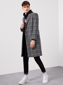 Cannelé Avec Poche À Homme Manteau Bouton Et Carreaux Col kTPXulwOZi